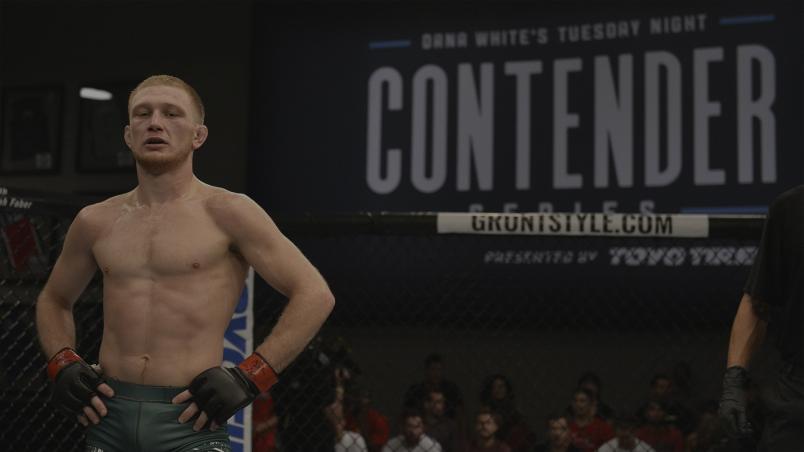 LAS VEGAS, NV - AUGUST 29: Casey Kenney stands in the center of the Octagon after facing Adam Antolin in their flyweight bout during Dana White's Tuesday Night Contender Series at the TUF Gym on August 29, 2017 in Las Vegas, Nevada. (Photo by Brandon Magnus/DWTNCS)