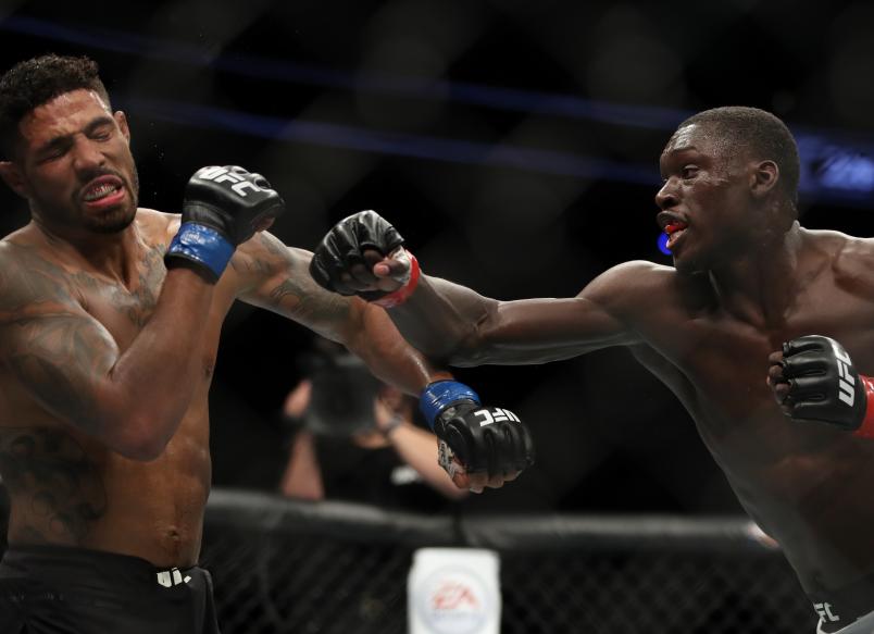 LAS VEGAS, NV - JULY 07: Curtis Millender punches Max Griffin in their welterweight fight during the UFC 226 event inside T-Mobile Arena on July 7, 2018 in Las Vegas, Nevada. (Photo by Christian Petersen/Zuffa LLC/Zuffa LLC via Getty Images)