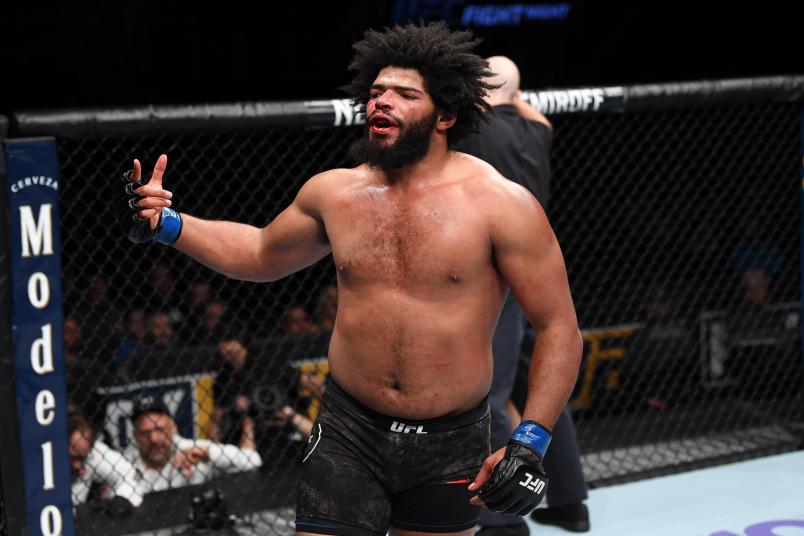 MILWAUKEE, WISCONSIN - DECEMBER 15: Juan Adams celebrates his victory over Chris De La Rocha in their heavyweight bout during the UFC Fight Night event at Fiserv Forum on December 15, 2018 in Milwaukee, Wisconsin. (Photo by Jeff Bottari/Zuffa LLC/Zuffa LLC via Getty Images)
