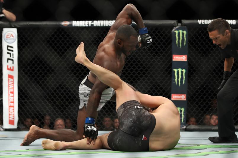 LAS VEGAS, NV - JULY 07: Khalil Rountree Jr. punches Gokhan Saki of Turkey in their light heavyweight fight during the UFC 226 event inside T-Mobile Arena on July 7, 2018 in Las Vegas, Nevada. (Photo by Christian Petersen/Zuffa LLC/Zuffa LLC via Getty Images)