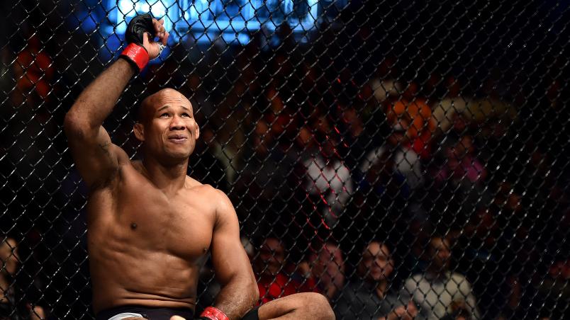 CHARLOTTE, NC - JANUARY 27: Ronaldo "Jacare" Souza of Brazil reacts after defeating Derek Brunson in their middleweight bout during the UFC Fight Night event inside the Spectrum Center on January 27, 2018 in Charlotte, North Carolina. (Photo by Jared C. Tilton /Zuffa LLC/Zuffa LLC via Getty Images)