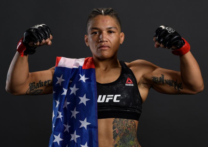 NEW YORK, NY - NOVEMBER 03: Sijara Eubanks poses for a portrait backstage after her victory over Roxanne Modafferi during the UFC 230 event inside Madison Square Garden on November 3, 2018 in New York, New York. (Photo by Mike Roach/Zuffa LLC/Zuffa LLC via Getty Images)