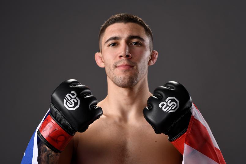 DENVER, CO - NOVEMBER 10: Michael Trizano poses for a post fight portrait backstage during the UFC Fight Night event inside Pepsi Center on November 10, 2018 in Denver, Colorado. (Photo by Mike Roach/Zuffa LLC/Zuffa LLC via Getty Images)