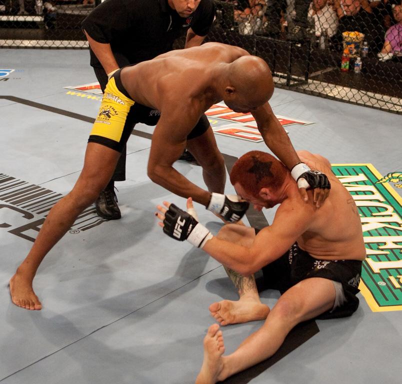 LAS VEGAS - JUNE 28: (L-R) Anderson Silva punches Chris Leben at UFC Fight Night 5 at the Joint at the Hard Rock on June 28, 2006 in Las Vegas, Nevada. (Photo by Josh Hedges/Zuffa LLC/Zuffa LLC via Getty Images)