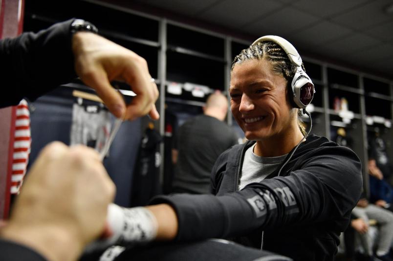 Ashley Yoder gets her hands wrapped backstage during the UFC Fight Night event inside Pepsi Center on November 10, 2018 in Denver, CO. (Photo by Chris Unger/Zuffa LLC)