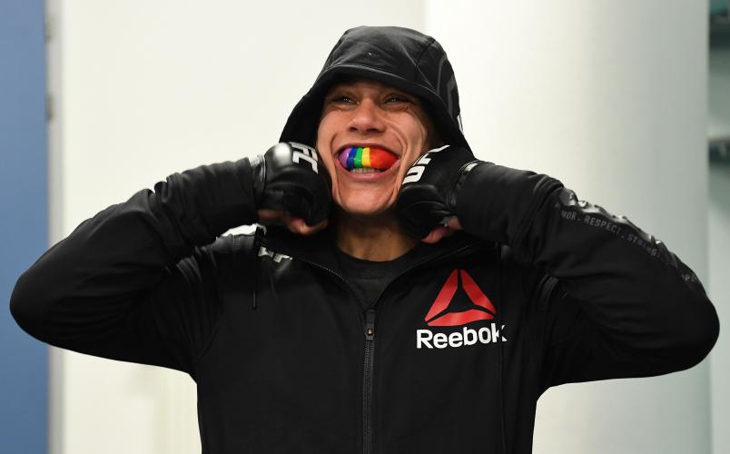 PRAGUE, CZECH REPUBLIC - FEBRUARY 23: Liz Carmouche warms up prior to her bout against Lucie Pudilova of Czech Republic during the UFC Fight Night event at O2 arena on February 23, 2019 in the Prague, Czech Republic. (Photo by Mike Roach/Zuffa LLC/Zuffa LLC via Getty Images)