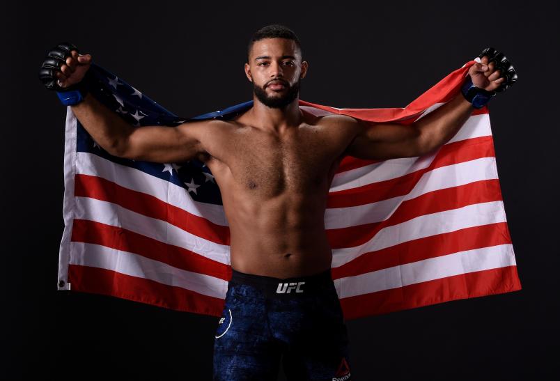 Trevin Giles poses for a post fight portrait backstage during the UFC Fight Night event inside Save Mart Center on December 9, 2017 in Fresno, California. (Photo by Mike Roach/Zuffa LLC/Zuffa LLC via Getty Images)