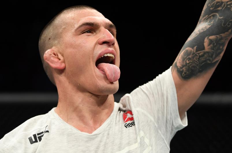 MONCTON, NB - OCTOBER 27: Don Madge of South Africa celebrates after his knockout victory over Te Edwards in their lightweight bout during the UFC Fight Night event inside Avenir Centre on October 27, 2018 in Moncton, New Brunswick, Canada. (Photo by Jeff Bottari/Zuffa LLC/Zuffa LLC via Getty Images)