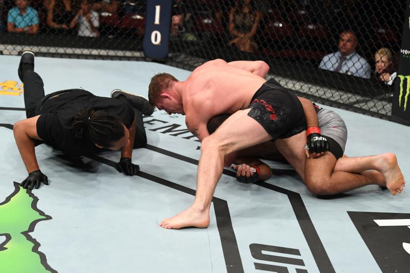 NEWARK, NJ - AUGUST 03: Gerald Meerschaert (top) submits Trevin Giles in their middleweight bout during the UFC Fight Night event at the Prudential Center on August 3, 2019 in Newark, New Jersey. (Photo by Josh Hedges/Zuffa LLC/Zuffa LLC via Getty Images)