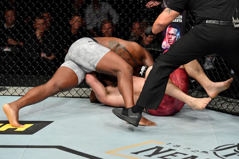 COPENHAGEN, DENMARK - SEPTEMBER 28: (L-R) Ovince Saint Preux submits Michal Oleksiejczuk of Poland in their light heavyweight bout during the UFC Fight Night event at Royal Arena on September 28, 2019 in Copenhagen, Denmark. (Photo by Jeff Bottari/Zuffa LLC/Zuffa LLC via Getty Images)