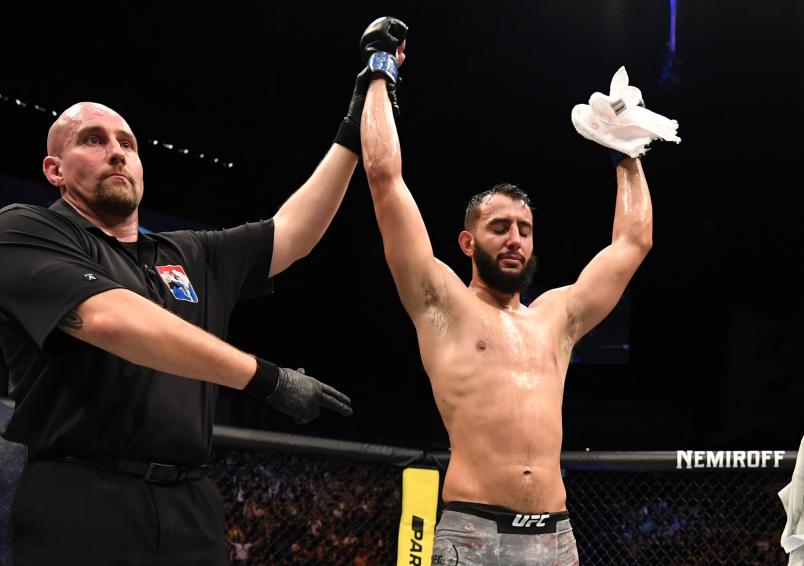 LONDON, ENGLAND - MARCH 16: Dominick Reyes celebrates after his victory over Volkan Oezdemir of Switzerland in their light heavyweight bout during the UFC Fight Night event at The O2 Arena on March 16, 2019 in London, England. (Photo by Jeff Bottari/Zuffa LLC)