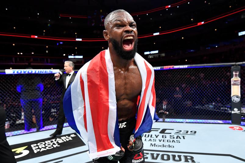 CHICAGO, IL - JUNE 08: Darren Stewart of England celebrates his victory over Bevon Lewis in their middleweight bout during the UFC 238 event at the United Center on June 8, 2019 in Chicago, Illinois. (Photo by Jeff Bottari/Zuffa LLC/Zuffa LLC via Getty Images)