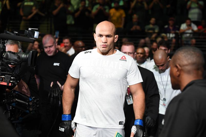 Junior Dos Santos of Brazil walks out towards the Octagon prior to facing Francis Ngannou of Cameroon in their heavyweight bout during the UFC Fight Night event at the Target Center on June 29, 2019 in Minneapolis, Minnesota. (Photo by Josh Hedges/Zuffa LLC via Getty Images)