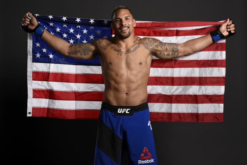 Eryk Anders poses for a post fight portrait backstage during the UFC Fight Night event inside the Nassau Veterans Memorial Coliseum on July 22, 2017 in Uniondale, New York. (Photo by Mike Roach/Zuffa LLC via Getty Images)