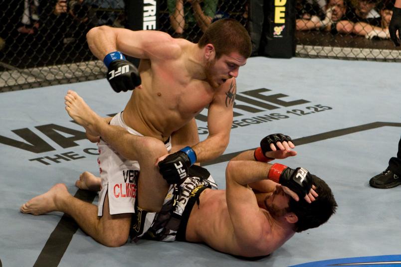 FAYETTEVILLE, NC - DECEMBER 10: Jim Miller (white shorts) def. Matt Wiman (black shorts) - Unanimous decision during the UFC Fight for the Troops at Crown Coliseum on December 10, 2008 in Fayetteville, North Carolina. (Photo by Josh Hedges/Zuffa LLC via Getty Images)