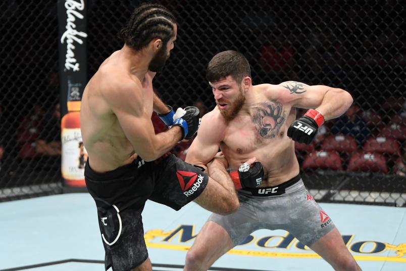 SUNRISE, FL - APRIL 27: (R-L) Jim Miller punches Jason Gonzalez in their lightweight bout during the UFC Fight Night event at BB&T Center on April 27, 2019 in Sunrise, Florida. (Photo by Jeff Bottari/Zuffa LLC)