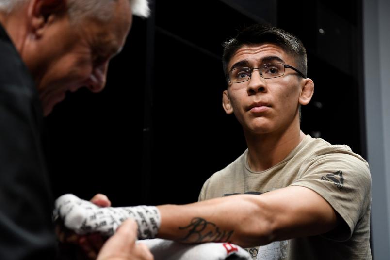 SAN ANTONIO, TEXAS - JULY 20: Mario Bautista gets his hands wrapped backstage during the UFC Fight Night event at AT&T Center on July 20, 2019 in San Antonio, Texas. (Photo by Mike Roach/Zuffa LLC)