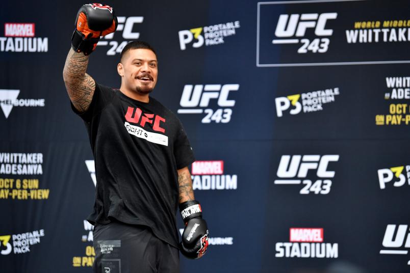 Justin Tafa of New Zealand holds an open training session for fans and media during UFC 243 open workouts at Federation Square on October 3, 2019 in Melbourne, Australia. (Photo by Jeff Bottari/Zuffa LLC via Getty Images)