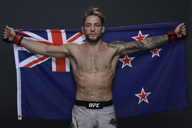 MELBOURNE, AUSTRALIA - OCTOBER 06: Brad Riddell of New Zealand poses for a portrait backstage after his victory over Jamie Mullarkey during the UFC 243 event at Marvel Stadium on October 06, 2019 in Melbourne, Australia. (Photo by Mike Roach/Zuffa LLC/Zuffa LLC via Getty Images)