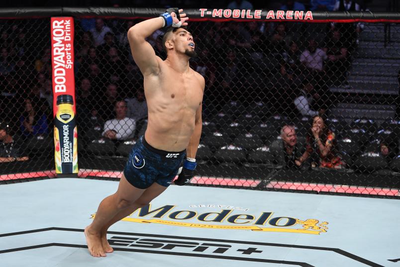 LAS VEGAS, NV - MARCH 02: Johnny Walker of Brazil celebrates his victory over Misha Cirkunov of Latvia in their light heavyweight bout during the UFC 235 event at T-Mobile Arena on March 2, 2019 in Las Vegas, Nevada. (Photo by Jeff Bottari/Zuffa LLC/Zuffa LLC)