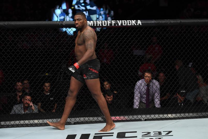 OTTAWA, ON - MAY 04: Walt Harris celebrates his TKO victory over Serghei Spivac of Moldova in their heavyweight bout during the UFC Fight Night event at Canadian Tire Centre on May 4, 2019 in Ottawa, Ontario, Canada. (Photo by Jeff Bottari/Zuffa LLC/Zuffa LLC via Getty Images)