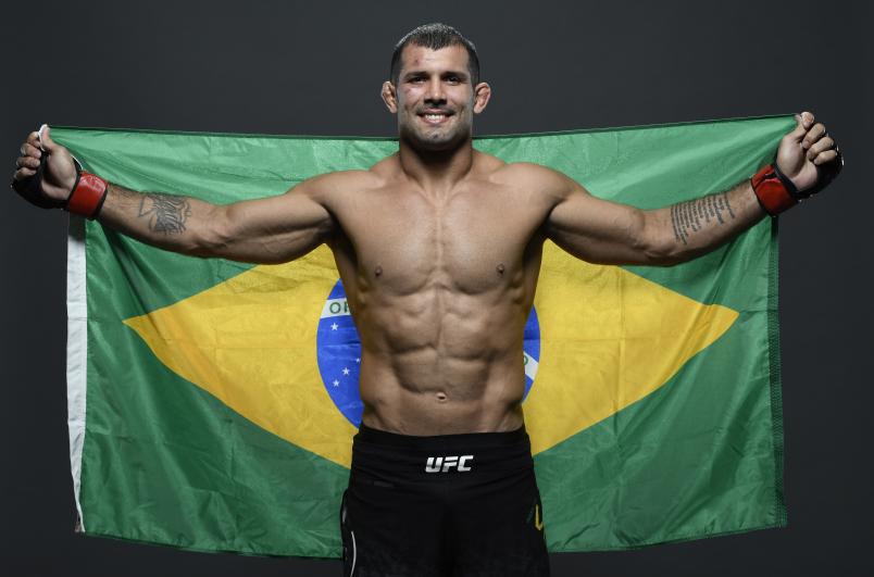 Rodolfo Vieira of Brazil poses for a portrait backstage after his victory during the UFC Fight Night event at Antel Arena on August 10, 2019 in Montevideo, Uruguay. (Photo by Mike Roach/Zuffa LLC)