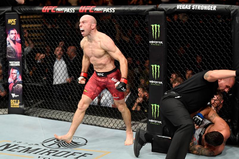 Mark O. Madsen of Denmark celebrates his victory over Danilo Belluardo of Italy in their lightweight bout during the UFC Fight Night event at Royal Arena on September 28, 2019 in Copenhagen, Denmark. (Photo by Jeff Bottari/Zuffa LLC via Getty Images)