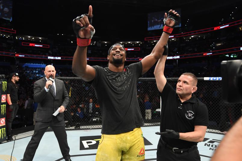 Ryan Spann celebrates his submission victory over Devin Clark in their light heavyweight bout during the UFC Fight Night event at Amalie Arena on October 12, 2019 in Tampa, Florida. (Photo by Josh Hedges/Zuffa LLC via Getty Images)