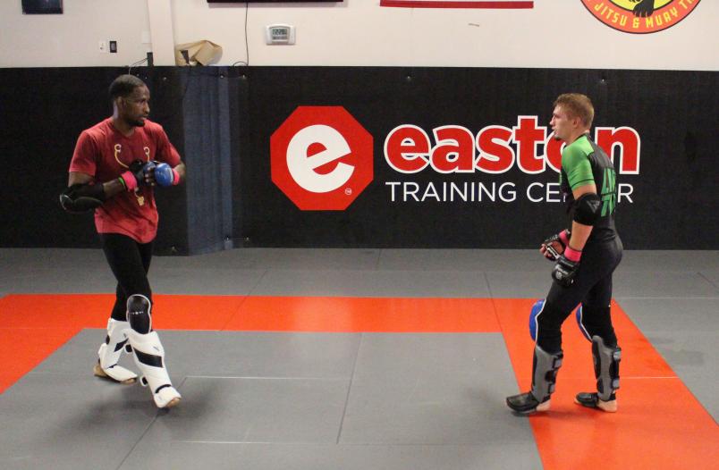 Training with Elevation teammate Neil Magny (L) in Denver, CO, 2019 (Photo by Steve Latrell/Zuffa LLC)