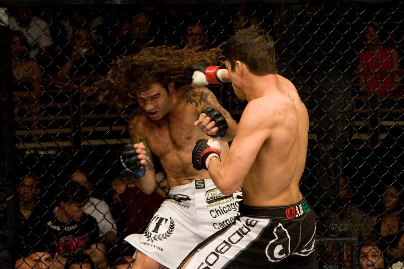 Diego Sanchez (black shorts) def. Clay Guida (white shorts) - Split Decision during The Ultimate Fighter 9 Finale at The Pearl at the Palms on June 20, 2009 in Las Vegas, Nevada. (Photo by Josh Hedges/Zuffa LLC via Getty Images)