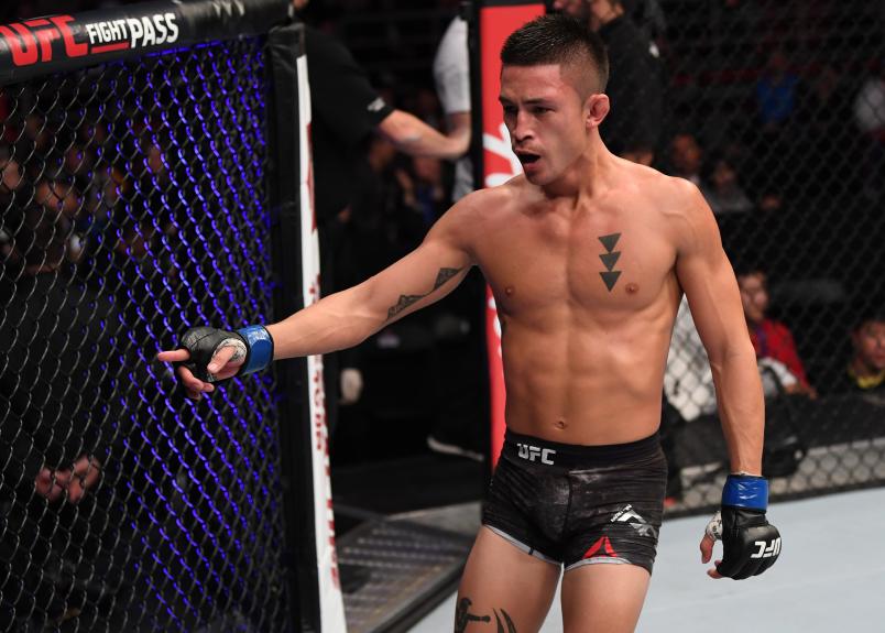 BEIJING, CHINA - NOVEMBER 24: Martin Day reacts after the conclusion of his bantamweight bout against Liu Pingyuan during the UFC Fight Night event inside Cadillac Arena on November 24, 2018 in Beijing, China. (Photo by Jeff Bottari/Zuffa LLC/Zuffa LLC via Getty Images)