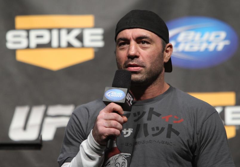 SEATTLE - MARCH 25: UFC commentator and comedian Joe Rogan answers questions from the fans at the UFC Fight Night 24 weigh-in at Key Arena on March 25, 2011 in Seattle, Washington. (Photo by Josh Hedges/Zuffa LLC/Zuffa LLC via Getty Images)
