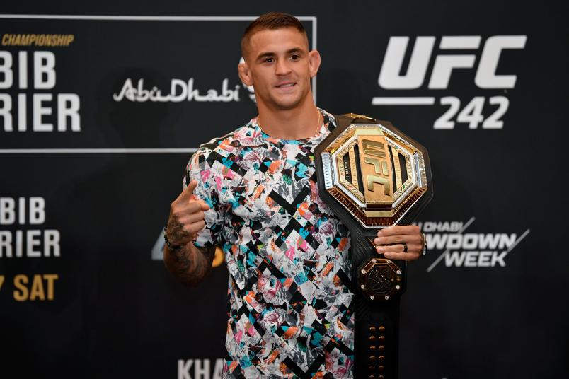 ABU DHABI, UNITED ARAB EMIRATES - SEPTEMBER 05: Dustin Poirier poses for the media during the UFC 242 Ultimate Media Day at the Yas Hotel on September 5, 2019 in Abu Dhabi, United Arab Emirates. (Photo by Jeff Bottari/Zuffa LLC/Zuffa LLC via Getty Images)