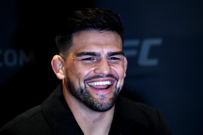 Kelvin Gastelum interacts with media during the UFC 244 Ultimate Media Day on October 31, 2019 in New York City. (Photo by Josh Hedges/Zuffa LLC via Getty Images)
