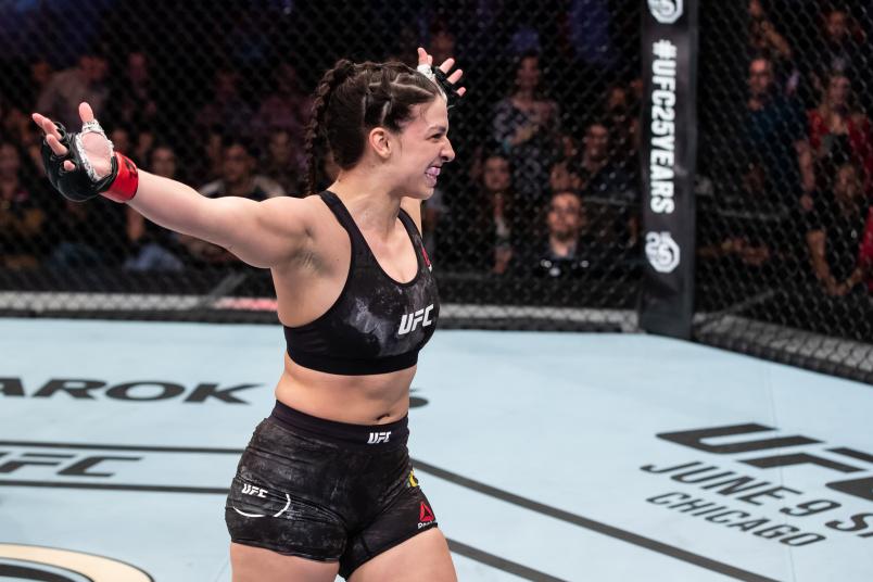 Mackenzie Dern of the United States celebrates victory over Amanda Cooper of the United States in their women's strawweigth bout during the UFC 224 event at Jeunesse Arena on May 12, 2018 in Rio de Janeiro, Brazil. (Photo by Buda Mendes/Zuffa LLC)