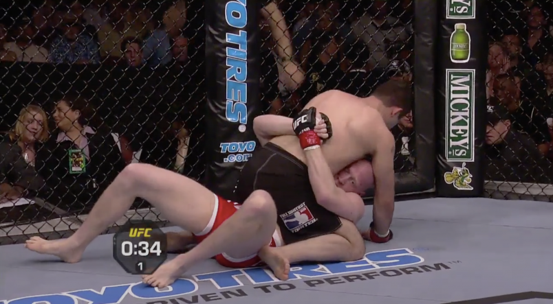 Karo Parisyan controls Nick Thompson on the ground at UFC 59: Reality Check