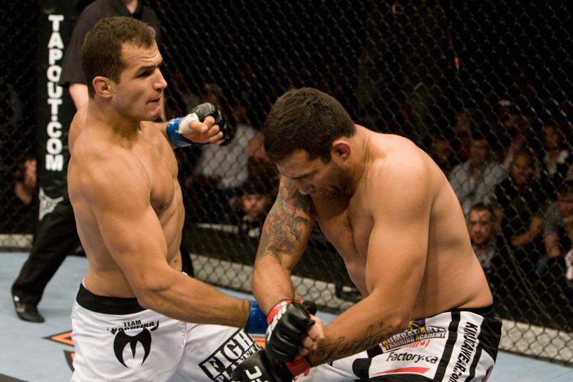 CHICAGO,IL - OCTOBER 25: Junior dos Santos (white shorts) def. Fabricio Werdum (black/white shorts) - TKO - 1:21 round 1 during the UFC 90 at Allstate Arena on October 25,2008 in Chicago,Illinois. (Photo by: Josh Hedges/Zuffa LLC via Getty Images)