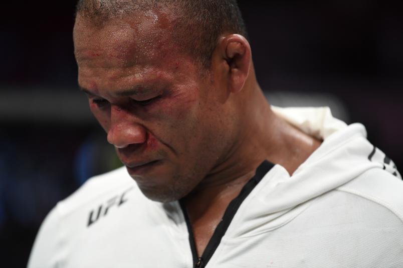 SUNRISE, FL - APRIL 27: Jacare Souza of Brazil reacts after his loss to Jack Hermansson of Sweden in their middleweight bout during the UFC Fight Night event at BB&T Center on April 27, 2019 in Sunrise, Florida. (Photo by Jeff Bottari/Zuffa LLC/Zuffa LLC via Getty Images)