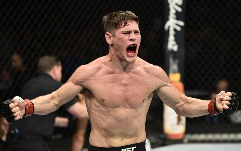 Charles Rosa celebrates after his submission victory over Manny Bermudez in their featherweight bout during the UFC Fight Night event at TD Garden on October 18, 2019 in Boston, Massachusetts. (Photo by Chris Unger/Zuffa LLC via Getty Images)