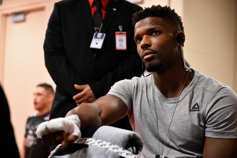 Charles Byrd has his hands wrapped backstage prior to his bout against Darren Stewart of England during the UFC 228 event at American Airlines Center on September 8, 2018 in Dallas, Texas. (Photo by Mike Roach/Zuffa LLC via Getty Images)