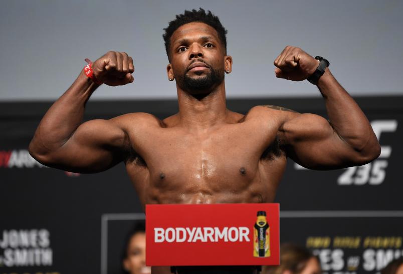 Charles Byrd poses on the scale during the UFC 235 weigh-in at T-Mobile Arena on March 01, 2019 in Las Vegas, Nevada. (Photo by Jeff Bottari/Zuffa LLC via Getty Images)