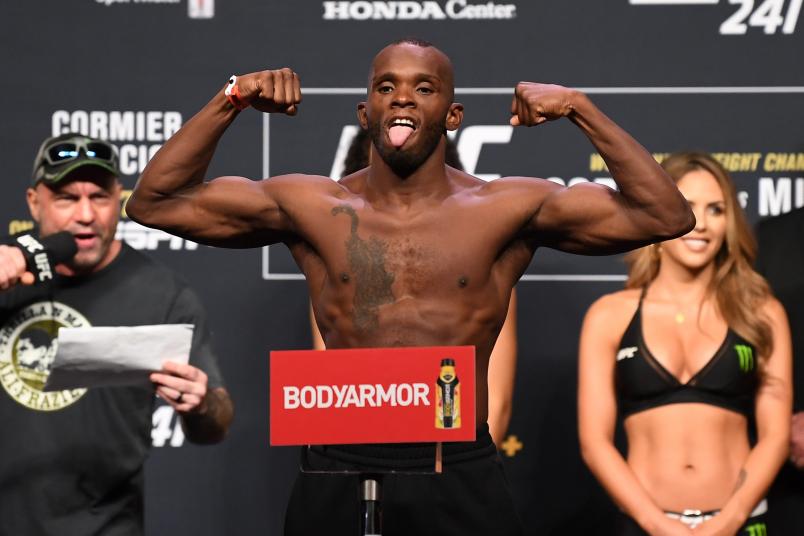 ANAHEIM, CALIFORNIA - AUGUST 16: Khama Worthy poses on the scale during the UFC 241 weigh-in at the Anaheim Convention Center on August 16, 2019 in Las Vegas, Nevada. (Photo by Josh Hedges/Zuffa LLC/Zuffa LLC via Getty Images)