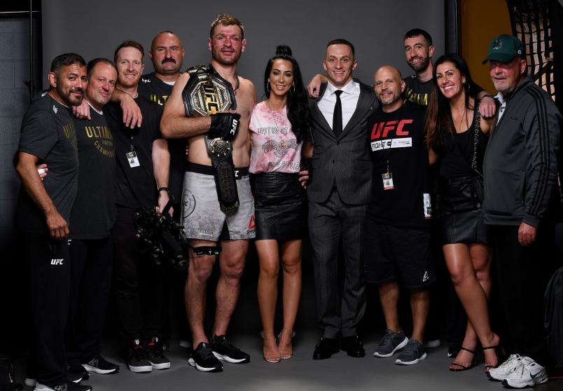 Team Miocic celebrates backstage at UFC 241, August 17, 2019 (Photo by Mike Roach/Zuffa LLC)