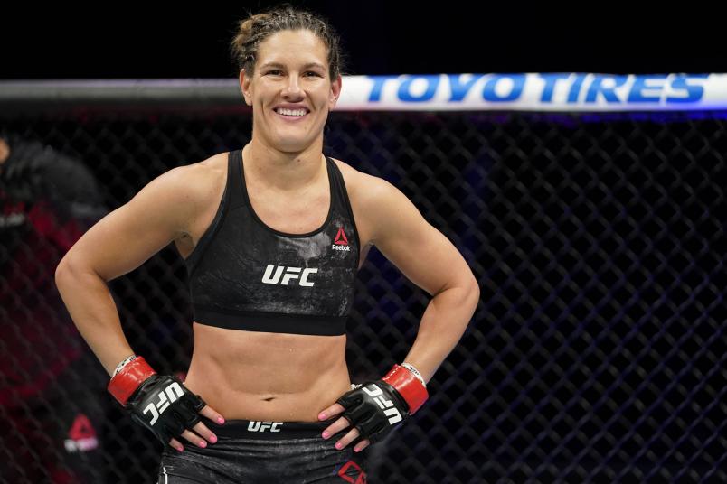 Cortney Casey celebrates after her submission victory over Mara Romero Borella of Italy in their strawweight fight during the UFC Fight Night event at VyStar Veterans Memorial Arena on May 16, 2020 in Jacksonville, Florida. (Photo by Cooper Neill/Zuffa LLC via Getty Images)