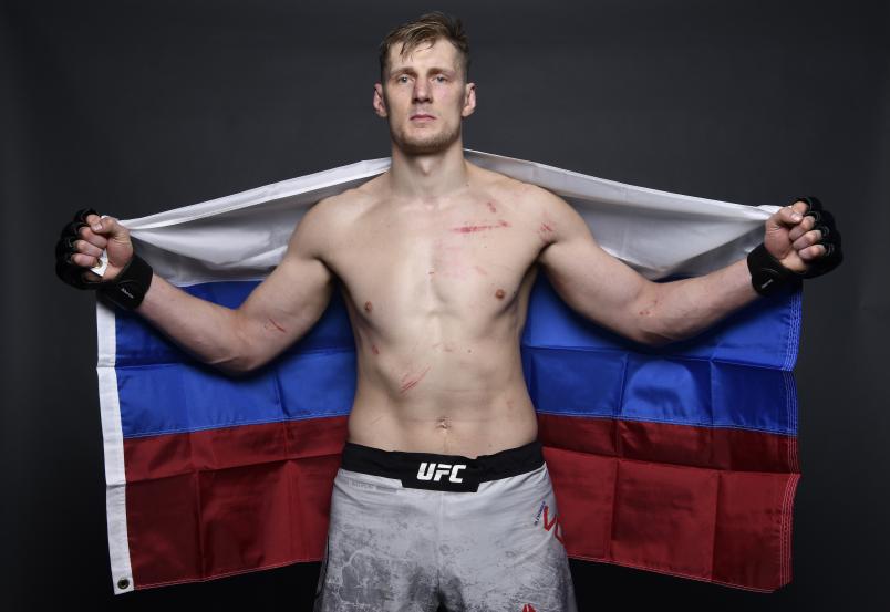 Alexander Volkov of Russia poses for a portrait backstage after his victory during the UFC Fight Night event at CSKA Arena on November 09, 2019 in Moscow, Russia. (Photo by Mike Roach/Zuffa LLC via Getty Images)