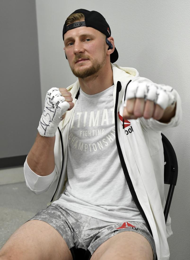 Alexander Volkov of Russia has his hands wrapped prior to his fight during the UFC Fight Night event at UFC APEX on June 20, 2020 in Las Vegas, Nevada. (Photo by Mike Roach/Zuffa LLC)
