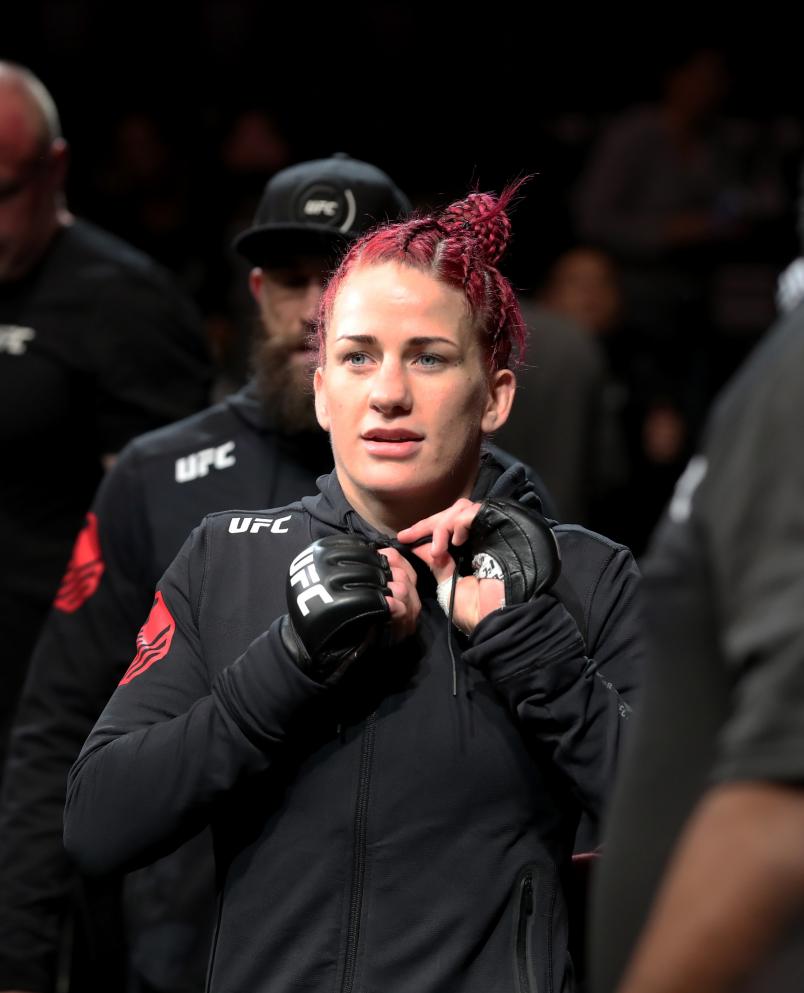 Gina Mazany prepares to enter the octagon in her women's bantamweight bout during the UFC 235 event at T-Mobile Arena on March 2, 2019 in Las Vegas, Nevada. (Photo by Christian Petersen/Zuffa LLC/Zuffa LLC)
