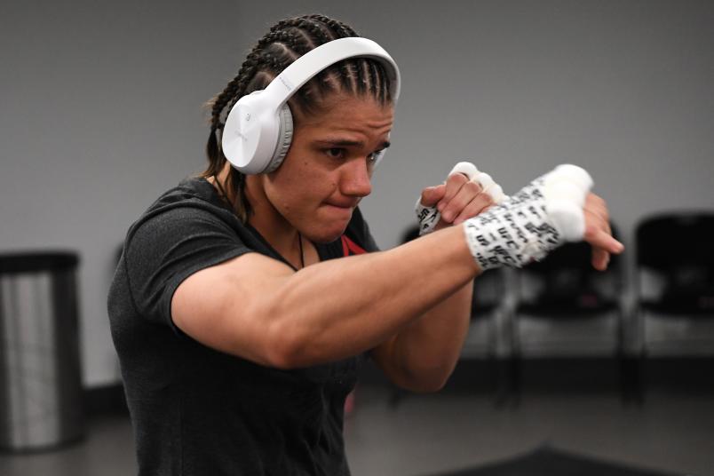 Ariane Carnelossi of Brazil warms up backstage during the UFC Fight Night on September 21, 2019 in Mexico City, Mexico. (Photo by Mike Roach/Zuffa LLC)