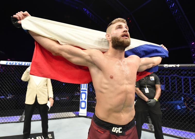 Jiri Prochazka of the Czech Republic celebrates after his knockout victory over Volkan Oezdemir in their light heavyweight fight during the UFC 251 event at Flash Forum on UFC Fight Island on July 12, 2020 on Yas Island, Abu Dhabi, United Arab Emirates. (Photo by Jeff Bottari/Zuffa LLC)
