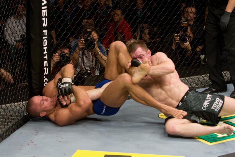 Georges St-Pierre def. Matt Hughes - Submission (arm bar) - 4:54 round 2 during UFC 79 at Mandalay Bay Events Center on December 29, 2007 in Las Vegas, Nevada. (Photo by Josh Hedges/Zuffa LLC)